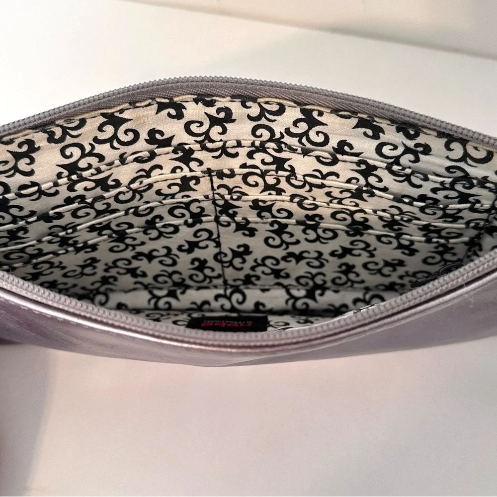 Hobo Silver Pewter Minimalist Leather Wristlet Clutch